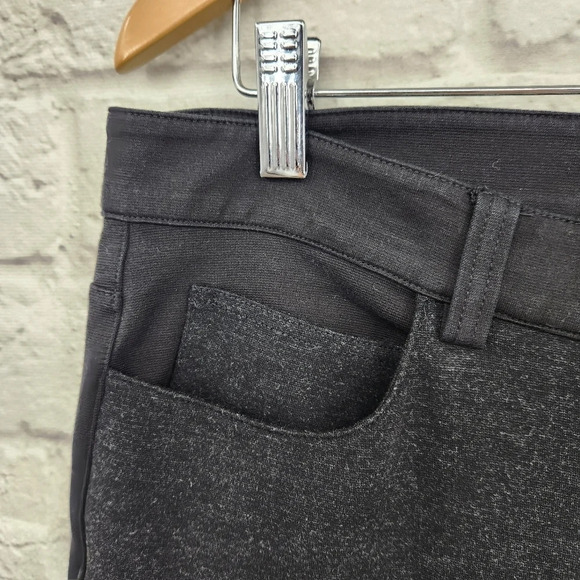 Eileen Fisher Slim Leg Knit Pants Black Dark Gray Panel Mixed Media Size 12 - Picture 7 of 14